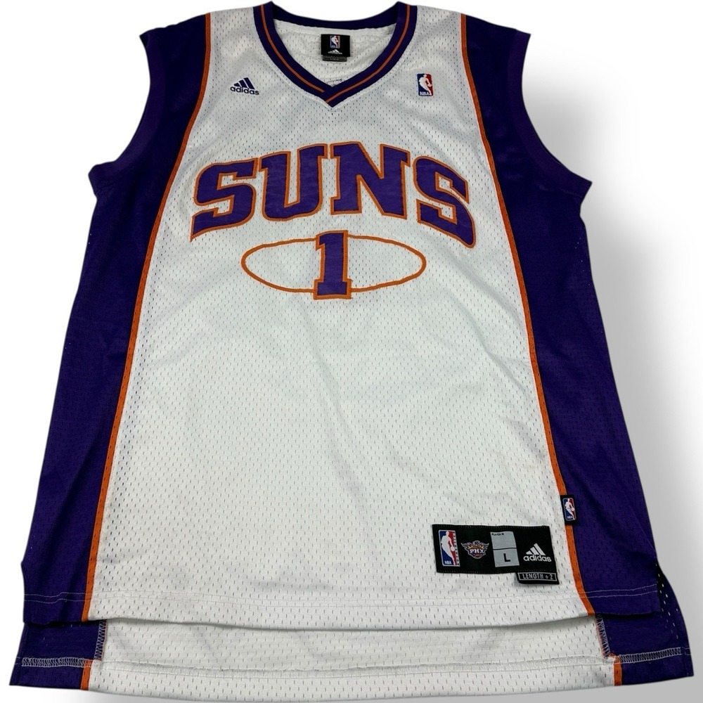 Adidas White Phoenix Suns Amare Stoudemire #1 Jersey Men's Large +2 Length